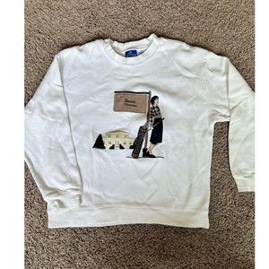 Vintage Womens EP Pro White Golf Cardigan Sweater Large Women Golfer Print